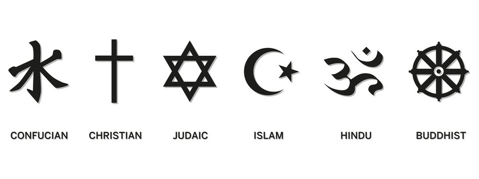 Religion Symbole - Buddhismus, Christentum, Islam, Hinduismus, Judentum & Konfuzianismus