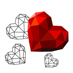 Abstract polygonal heart. Love symbol. Heart low poly. Origami heart on white background .