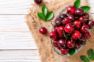 Fresh cherries in bowl