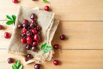 Fresh cherries in bowl