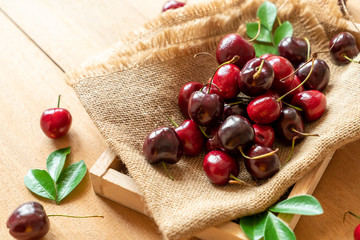 Fresh cherries in bowl