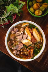 Tasty pho at Dong Xuan Market in Hanoi, vietnamese street food