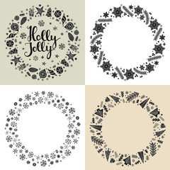 Set of Xmas greeting frames