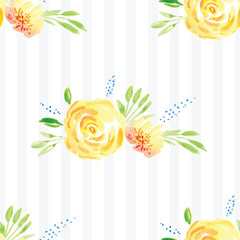 Hand-painted watercolor floral rose Pattern. Illustration of decorative floral design for wedding invitations and greeting cards.