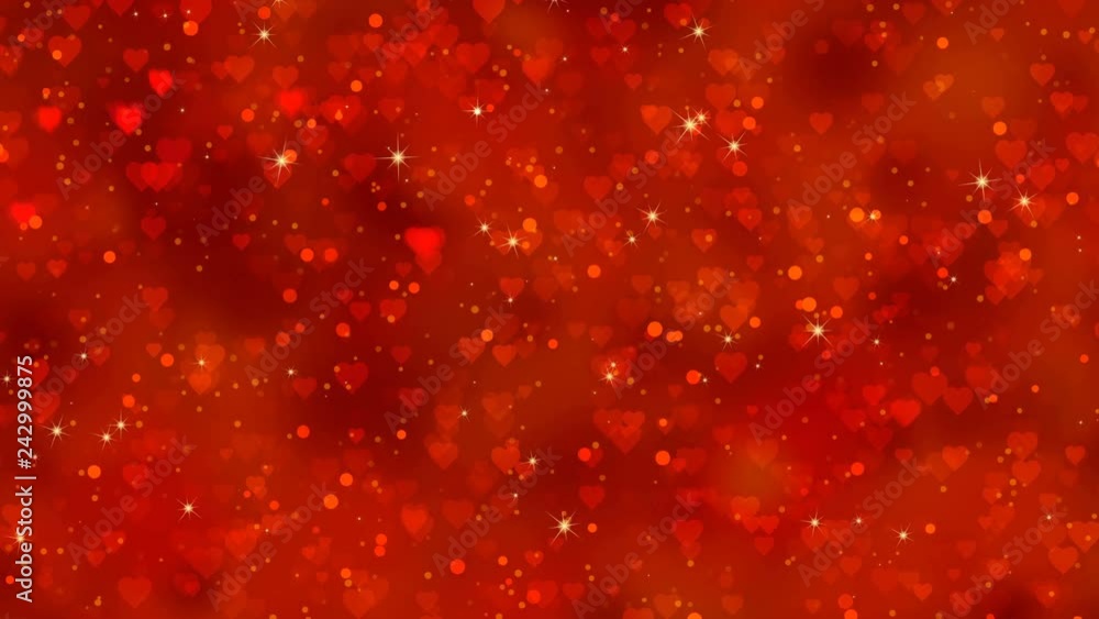 Wall mural red hearts appear on the shining soft background. valentines day holiday abstract loop animation.