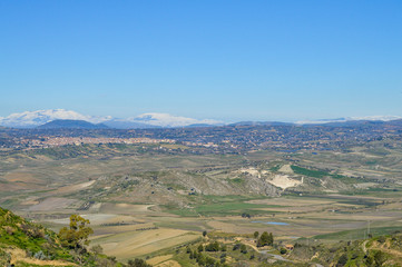 Fototapeta na wymiar View from Mazzarino of a Beautiful Sicilian Scenery, Caltanissetta, Italy, Europe