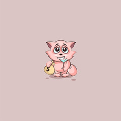 kitty with bag of money and glass martini