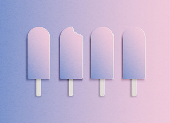 Vector illustration ice cream in a row in minimal style.