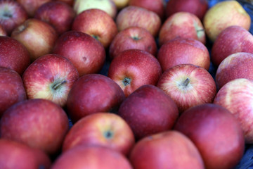 On the counter are such fruits as apples