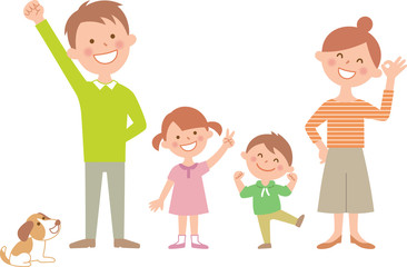 四人家族　嬉しい　横並び