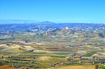 Fototapeta na wymiar View from Mazzarino of a Beautiful Sicilian Scenery, Caltanissetta, Italy, Europe