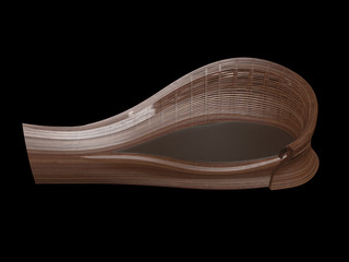 3d render of wooden bench steam