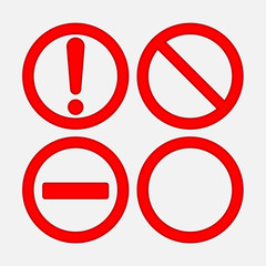 set of road stop signs, safety on the road, notifying and prohib