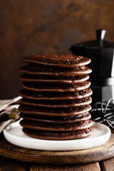 Stack of chocolate pancakes