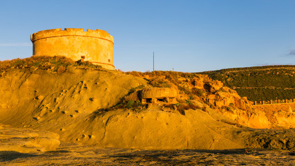 Sunset at the tower of Bosa Marina, Sardinia