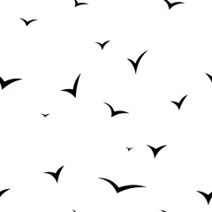 seamless texture of flying flock of birds