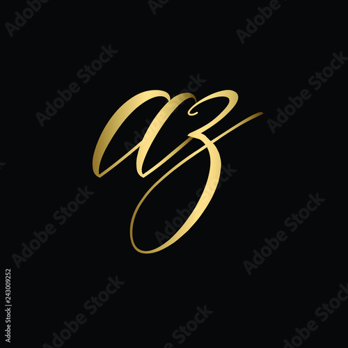Minimal Luxury Cursive Letter Az Initial Based Golden And Black