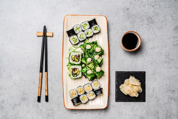 sushi on the concrete background