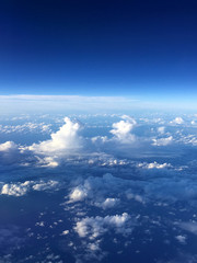 Blue sky, cloudscape, airplane window