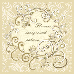 Abstract vintage pattern with decorative flowers, leaves and Paisley pattern in Oriental style.