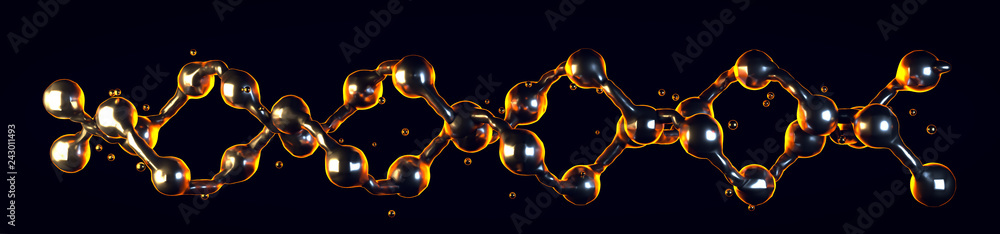 Poster dna model structure. science background on black. 3d render