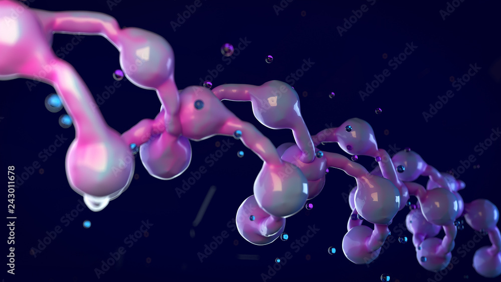 Poster dna model structure. science background on black. 3d render