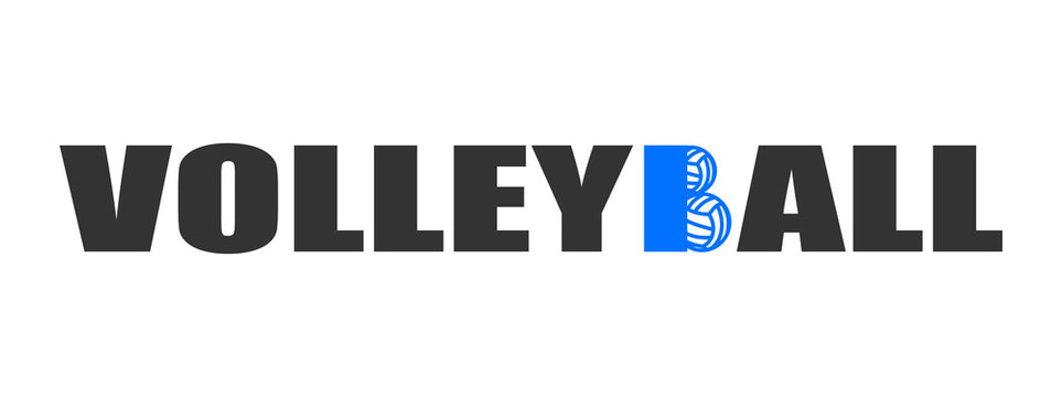 Text Volleyball logo with balls blue