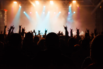 Obraz na płótnie Canvas Rock concert crowd near stage