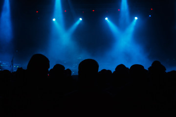 Fototapeta na wymiar Rock concert crowd near stage