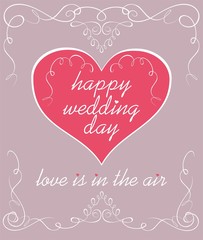 Wedding pastel greeting card with vintage vignette and pink heart shape.jpg