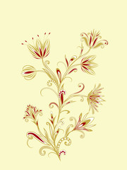Bouquet of fantastic flowers. Background in ethnic traditional style.