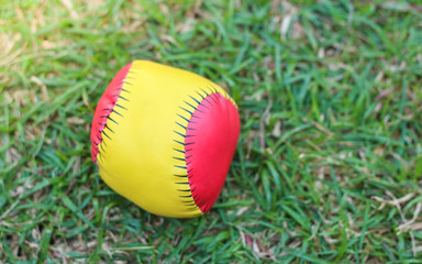 Baseball Ball on Grass Field (in Stadium or Local Field) Sport Concept and Idea 