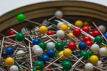 Close up of pins for dressmaking