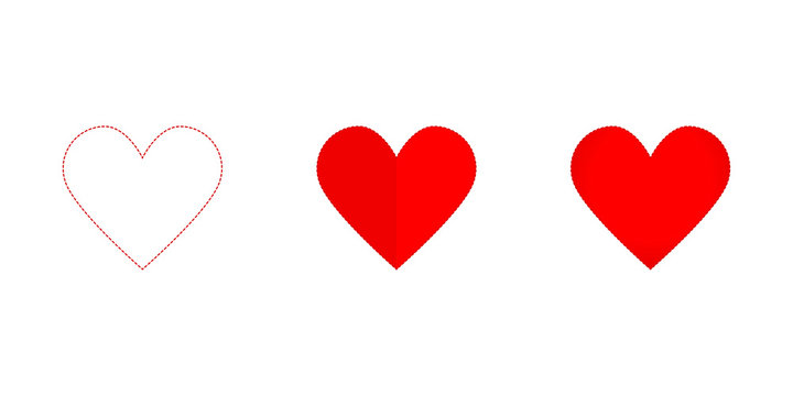 Hearth set icon red colored on a white background, valentine day