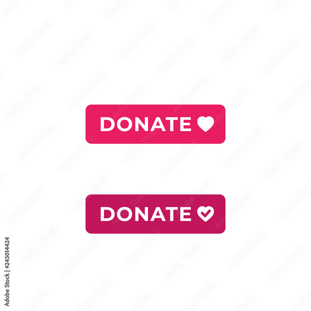 Poster donate buttons for web and apps, vector flat design