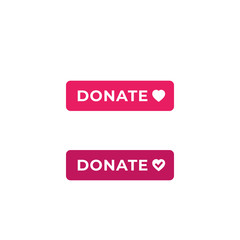 Donate buttons for web and apps, vector flat design