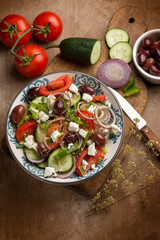 traditional greek salad with feta cheese