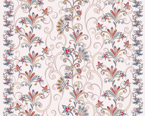 Abstract vintage pattern with decorative flowers, leaves and Paisley pattern in Oriental style. - 243014487