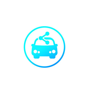 Carsharing Service Icon For Web, Car And Share Sign