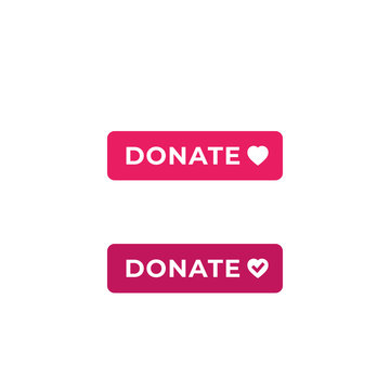 Donate buttons for web and apps, vector flat design