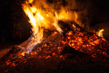 Traditional nocturnal bonfire of the day of the epiphany, Vittorio veneto, Italy