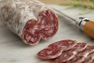 Sliced French saucisson sec
