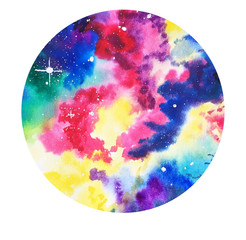 rainbow galaxy abstract background in circle