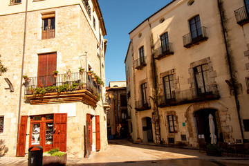 Fototapeta premium Street in the medieval city of Besalu, Spain, Catalonia
