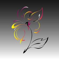 stylized flower with colorful petals on a gray background