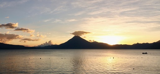 Naklejka na ściany i meble Sunset on Lake Atitlan in Guatemala