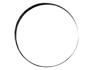 Grunge thin ink circle.Grunge brush circle.Black grunge paint circle.