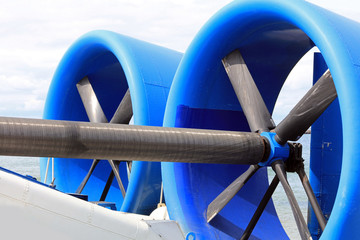 close up of hovercraft propellers