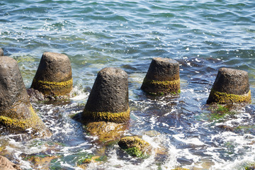 beautiful seascape.  Black sea and big stone