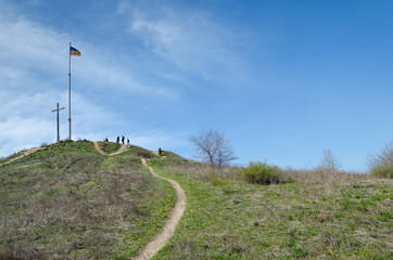 Flag on the island of Khortytsya (Zaporizhia, Ukraine)
